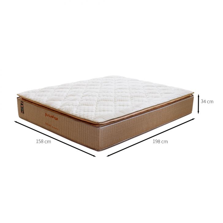 Colchão Queen Brilhante Molas Ensacadas (34x158x198) Marrom e Bege com 2 Travesseiros Guldi Soft Nasa Branco