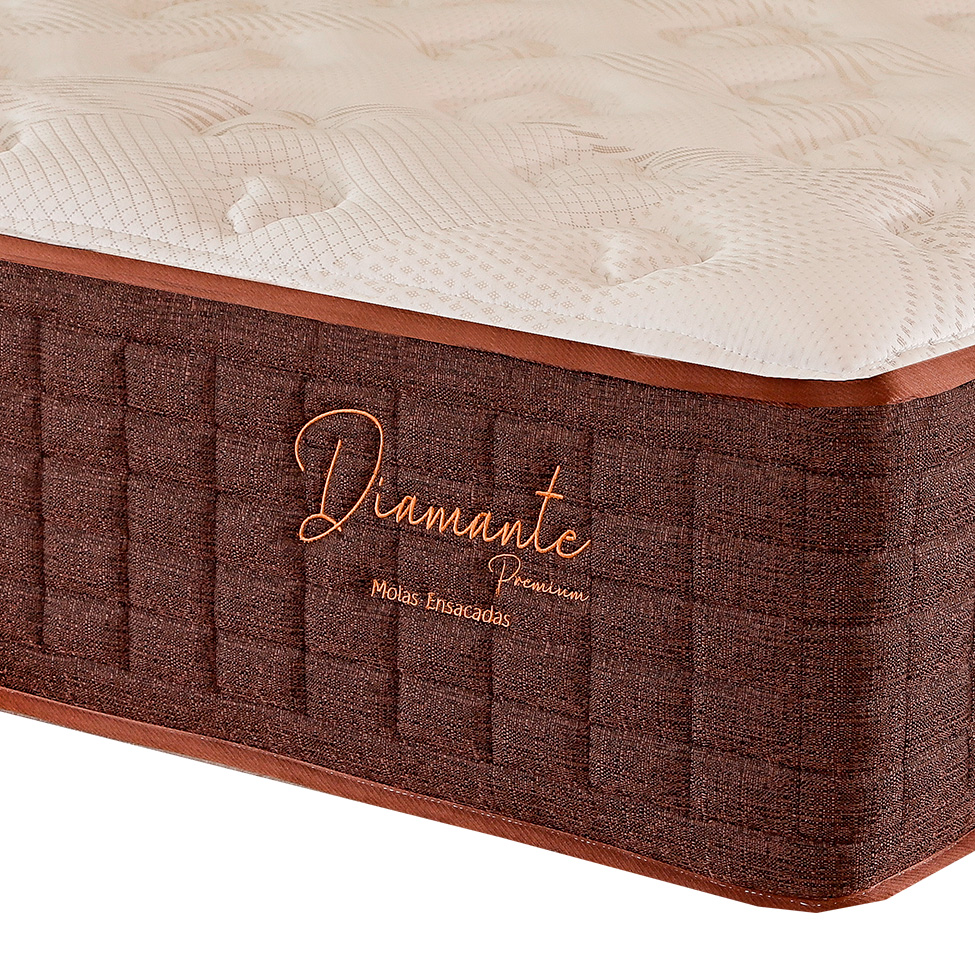 Colchão Queen Diamante Mola Ensacada (34x158x198) Bege e Marrom