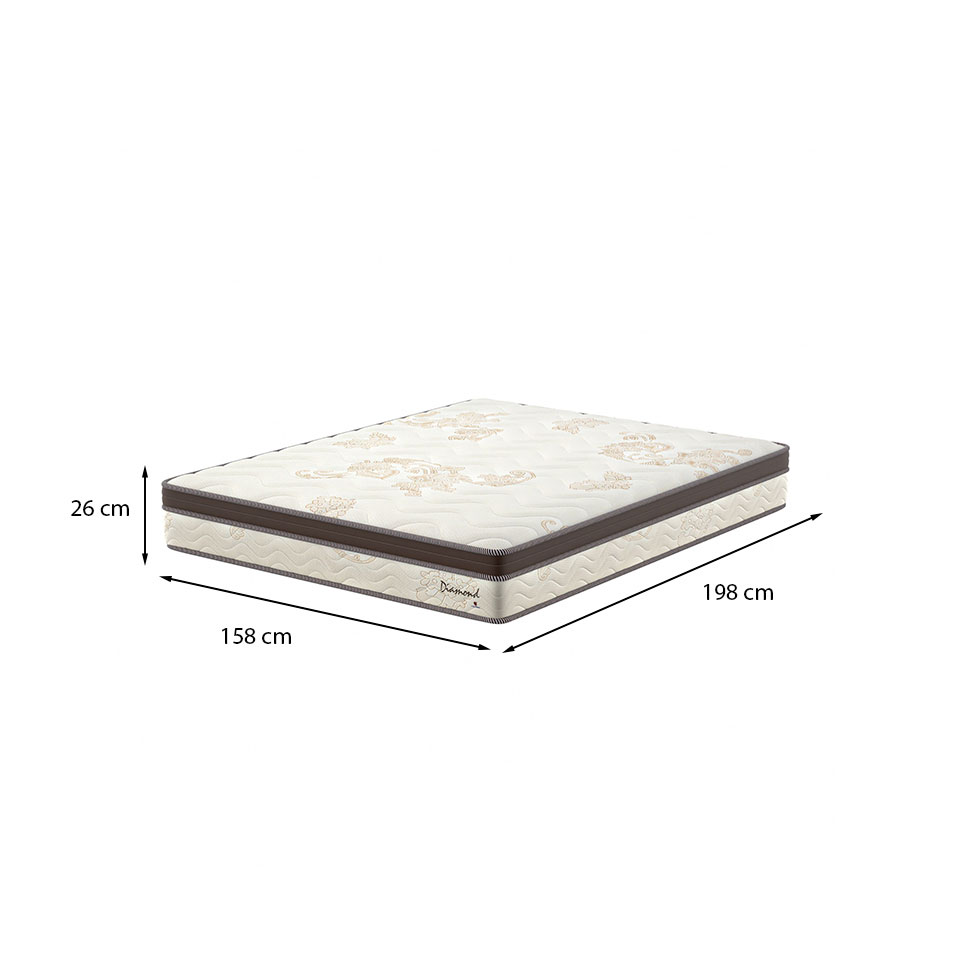 Colchão Queen Diamond Euro Molas Ensacadas (26x158x198) Bege e Marrom