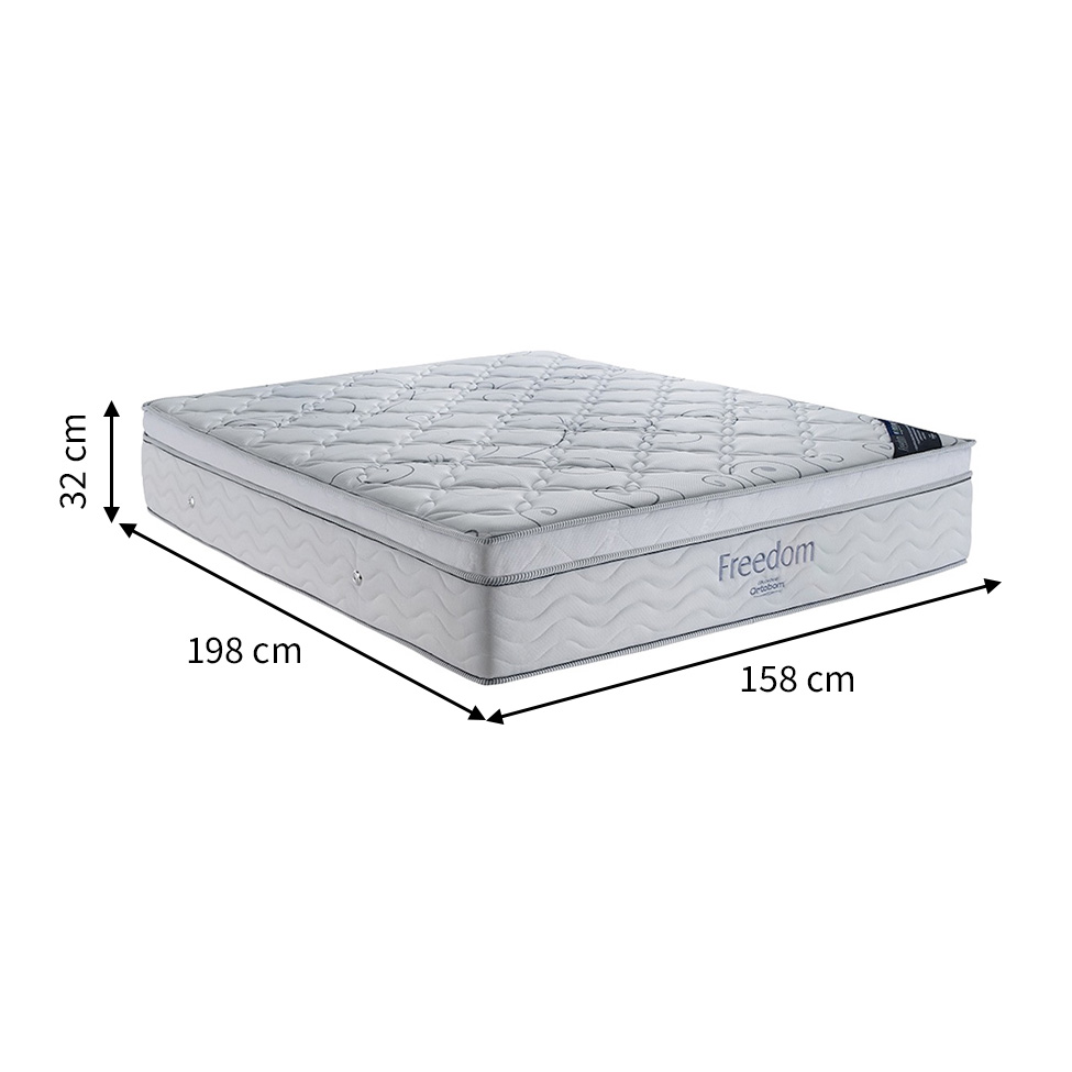 Colchão Queen Molas Ensacada Freedom (32x158x198) Branco com 2 Travesseiros Guldi Soft Nasa Branco