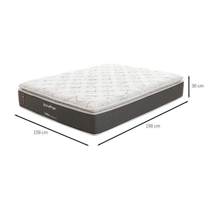 Colchão Queen Safira Plush Molas Ensacadas (30x158x198) Branco e Cinza com 2 Travesseiros Guldi Soft Nasa Branco
