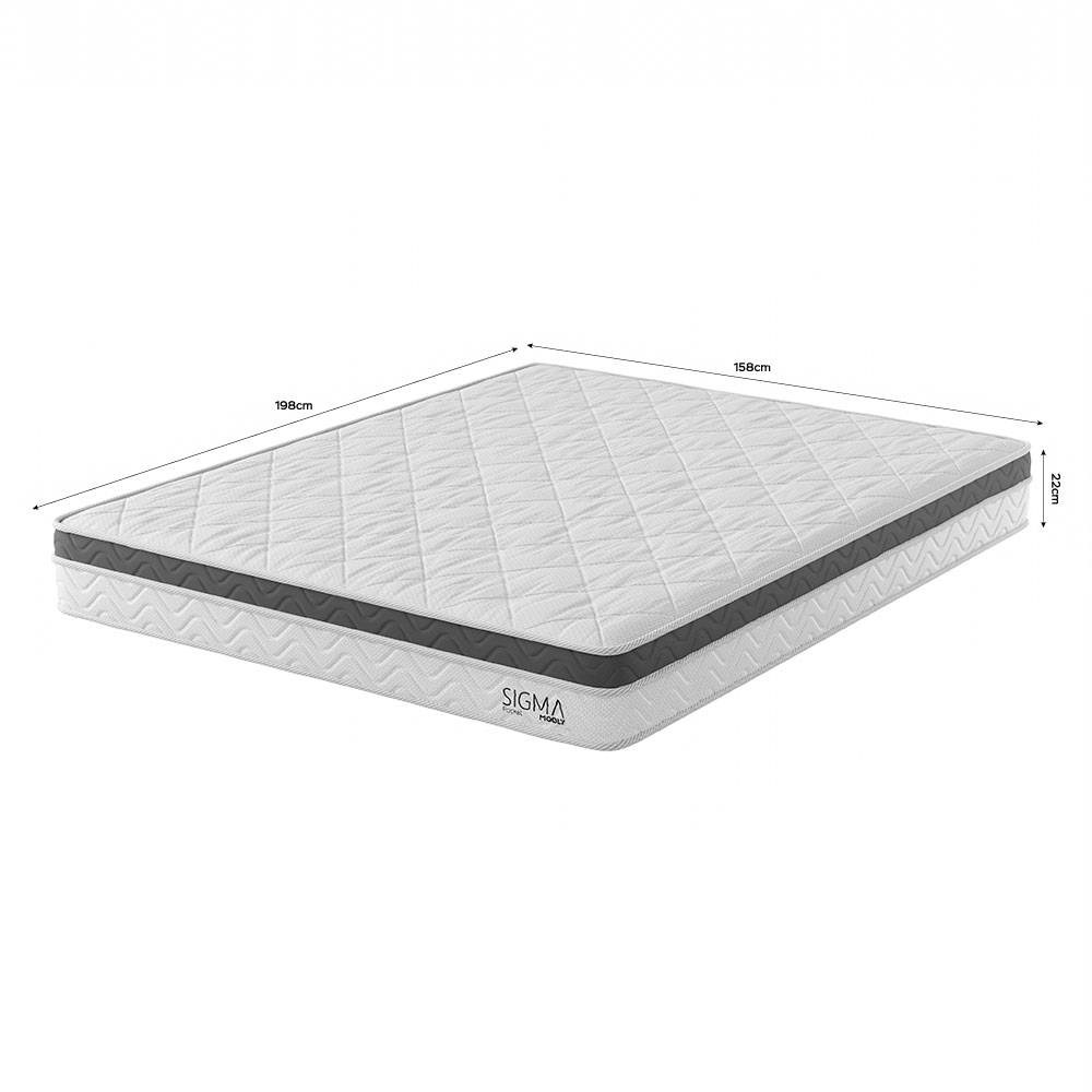 Colchão Queen Sigma Molas Ensacadas (22x158x198) Branco e Cinza