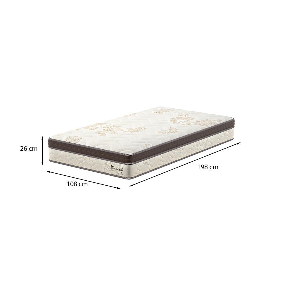 Colchão Solteirão Diamond Euro Molas Ensacadas (26x108x198) Bege e Marrom