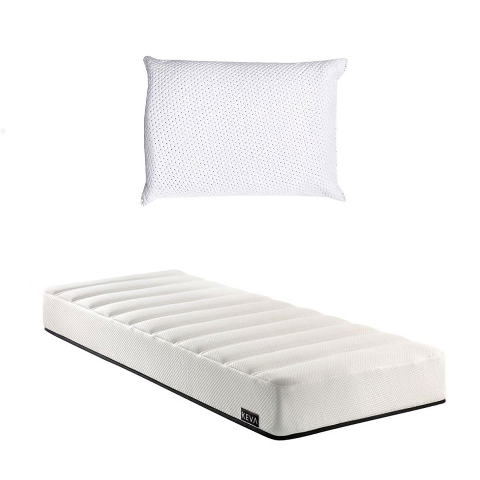 Colchão Solteirão Keva Molas Ensacadas Wide (24x96x203) Branco com Travesseiro Guldi Soft Nasa Branco