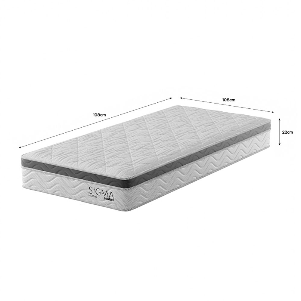 Colchão Solteirão Sigma Molas Ensacadas (22x108x198) Branco e Cinza