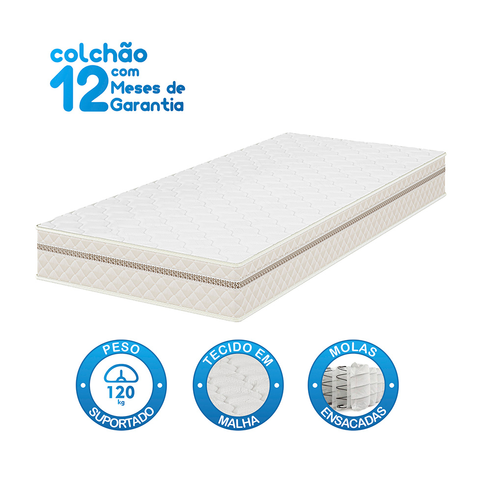Colchão Solteiro Aurus Molas Ensacadas (20x88x188) Branco