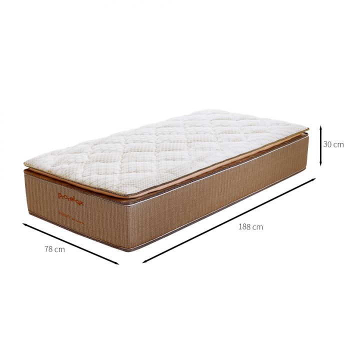 Colchão Solteiro Brilhante Molas Ensacadas (30x78x188) Marrom e Bege com Travesseiro Guldi Soft Nasa Branco