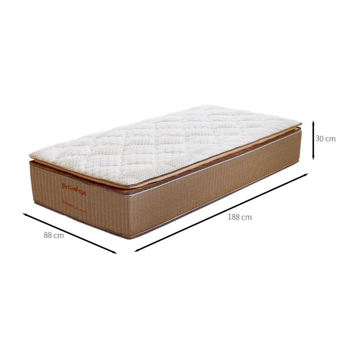 Colchão Solteiro Brilhante Molas Ensacadas (30x88x188) Marrom e Bege com Travesseiro Guldi Soft Nasa Branco