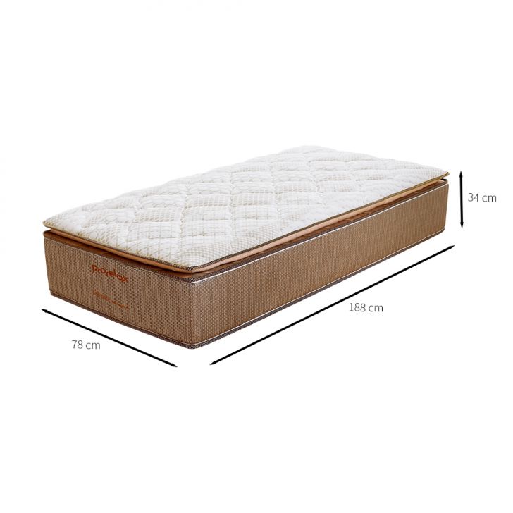 Colchão Solteiro Brilhante Molas Ensacadas (34x78x188) Marrom e Bege com Travesseiro Guldi Soft Nasa Branco
