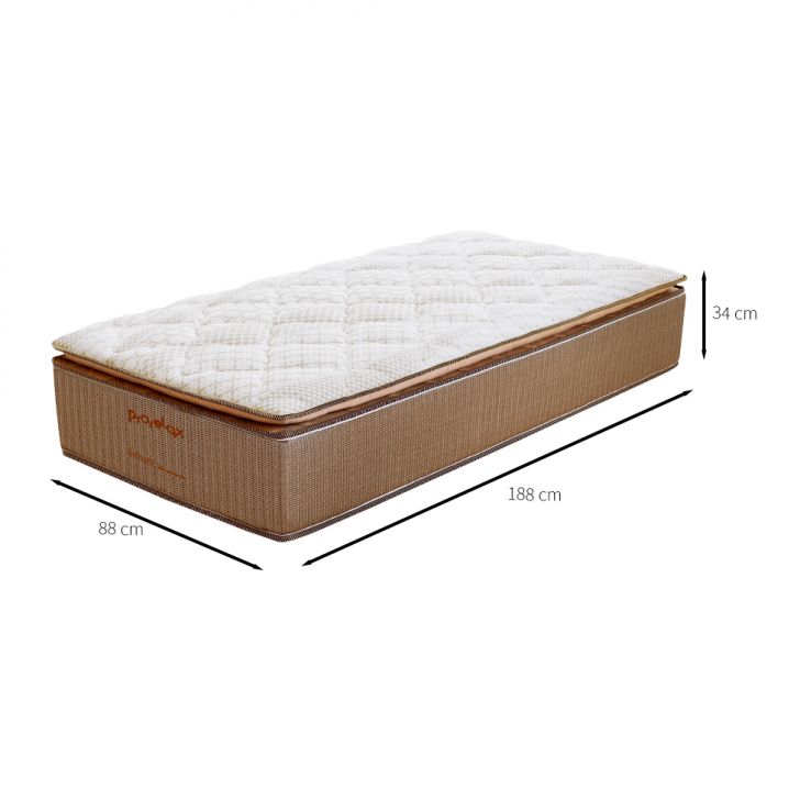 Colchão Solteiro Brilhante Molas Ensacadas (34x88x188) Marrom e Bege com Travesseiro Guldi Soft Nasa Branco