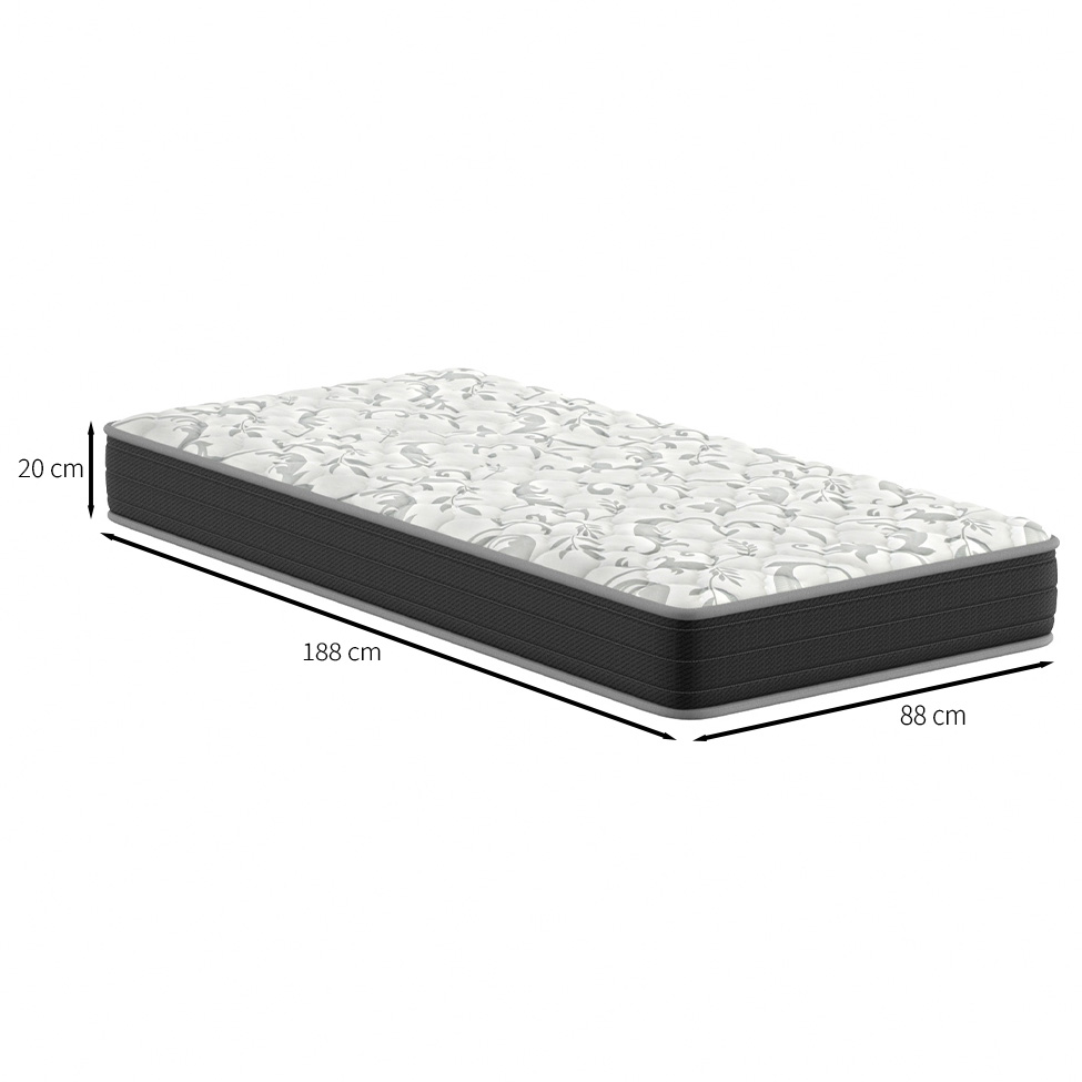 Colchão Solteiro Hortensia D33 (20x88x188) Preto e Branco