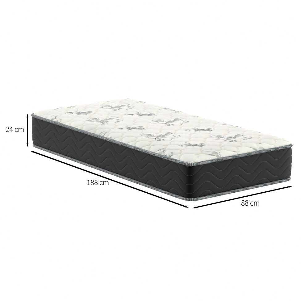 Colchão Solteiro Jade D28 (24x88x188) Preto e Branco