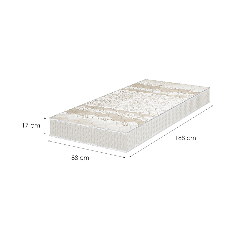 Colchão Solteiro Joyful Espuma D33 (17x88x188) Branco e Bege