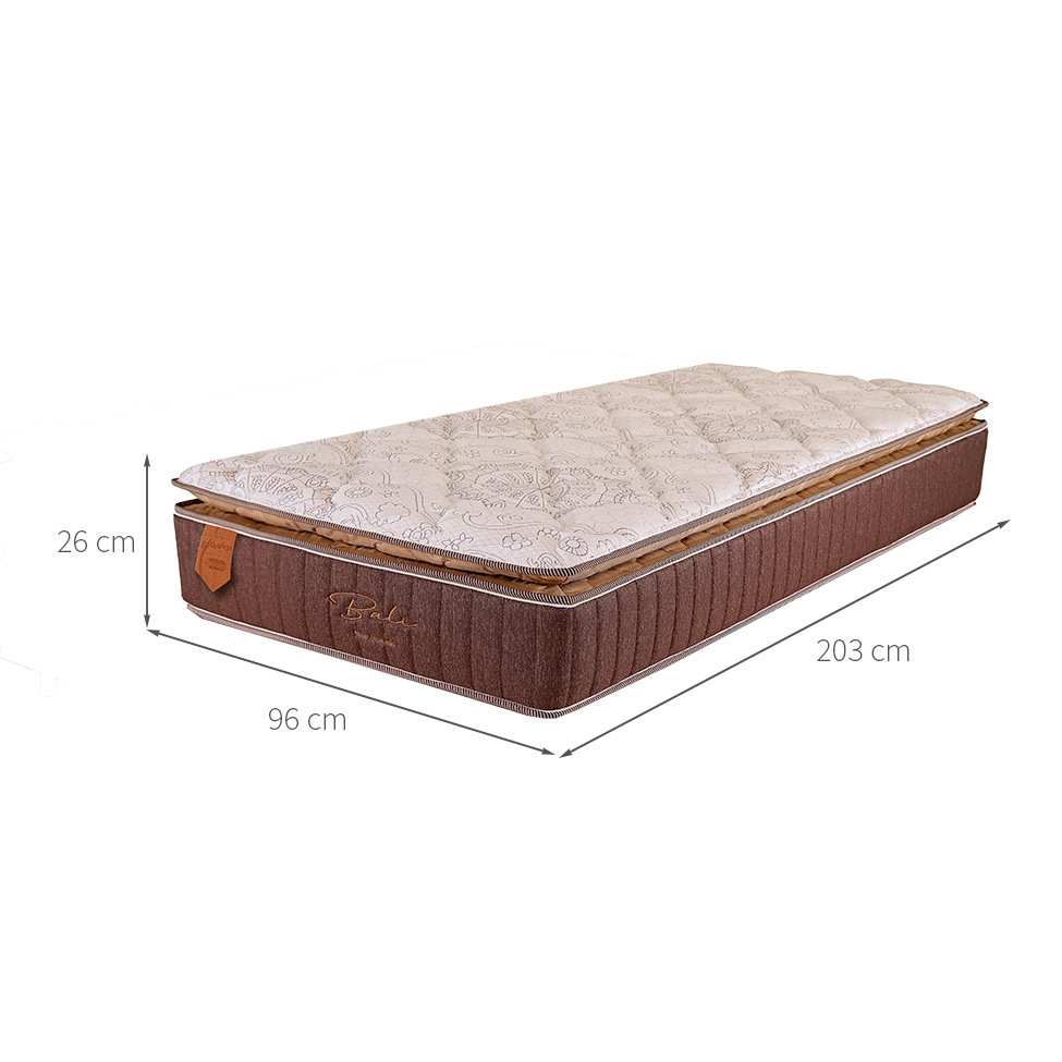 Colchão Solteiro King Bali Mola Ensacada (26x96x203) Bege e Marrom