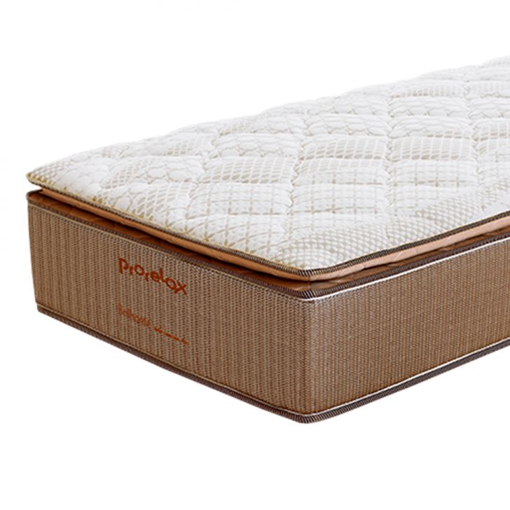 Colchão Solteiro King Brilhante Mola Ensacada (34x96x203) Marrom e Bege com Travesseiro Guldi Soft Nasa Branco