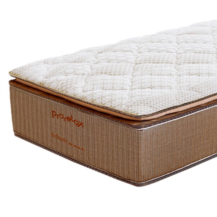 Colchão Solteiro King Brilhante Molas Ensacadas (30x96x203) Marrom e Bege com Travesseiro Guldi Soft Nasa Branco
