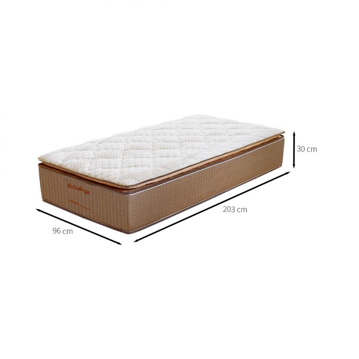 Colchão Solteiro King Brilhante Molas Ensacadas (30x96x203) Marrom e Bege com Travesseiro Guldi Soft Nasa Branco
