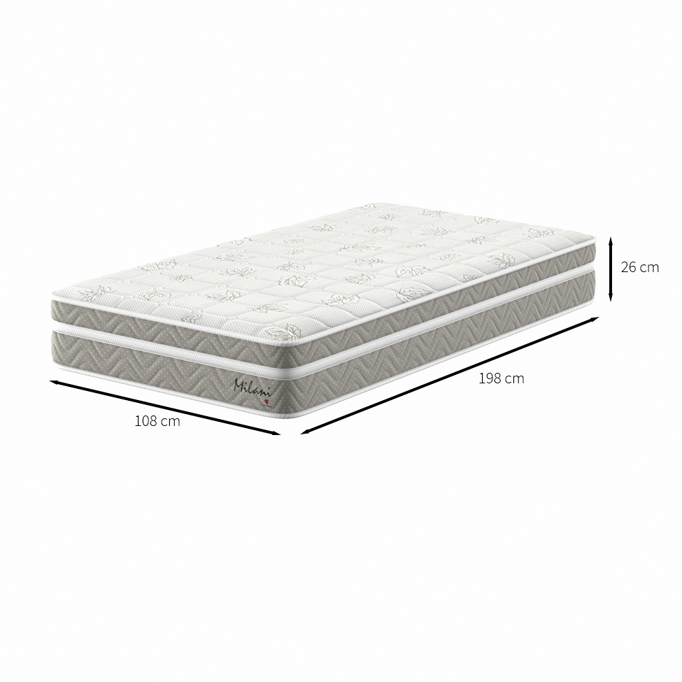 Colchão Solteiro King Milani Mola Verticoil (26x108x198) Bege