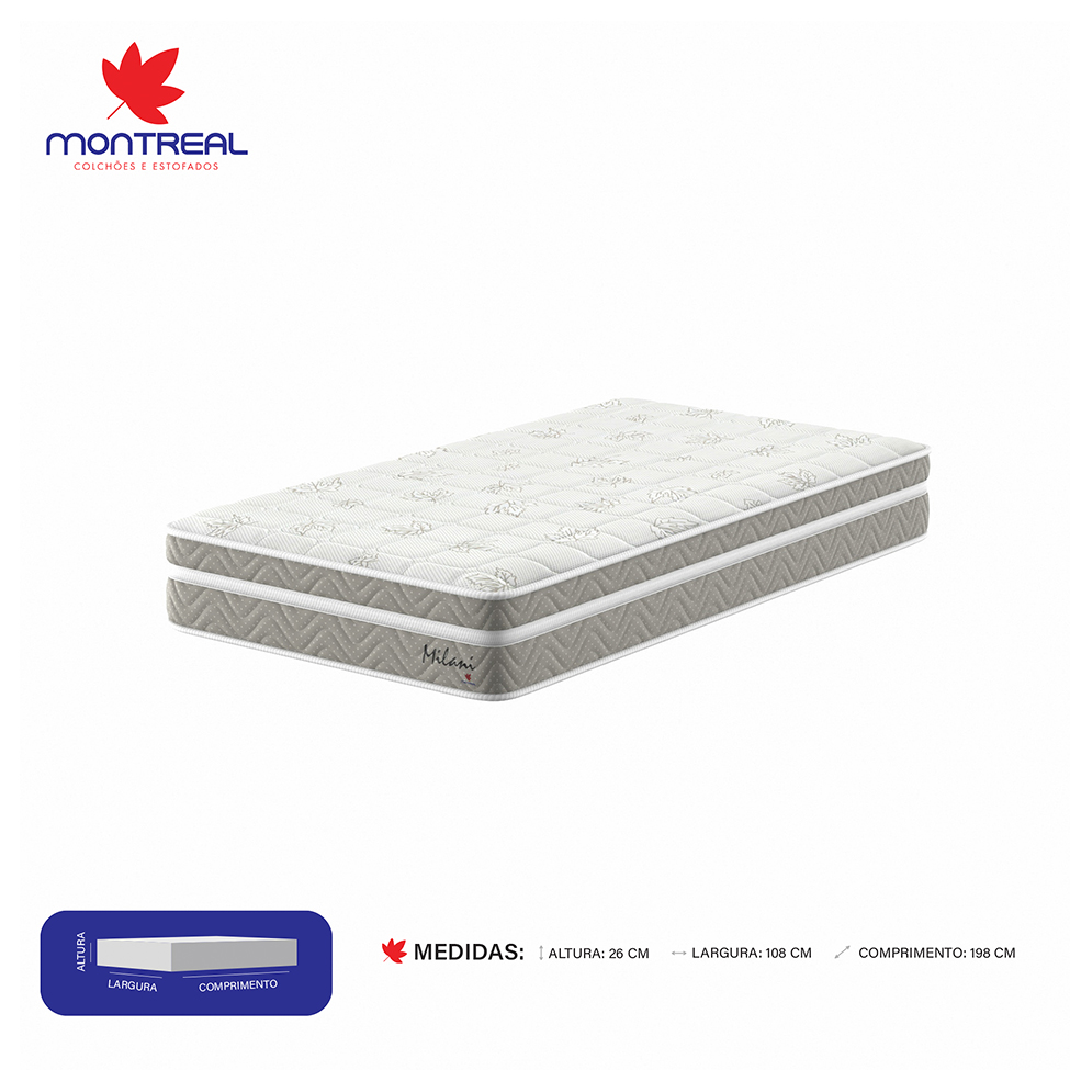 Colchão Solteiro King Milani Mola Verticoil (26x108x198) Bege