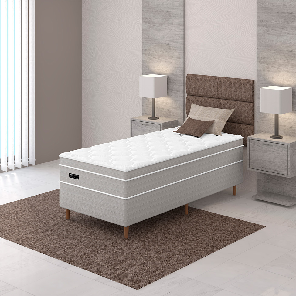 Colchão Solteiro Maxi Athos Molas Ensacadas (25x88x188) Branco e Cinza
