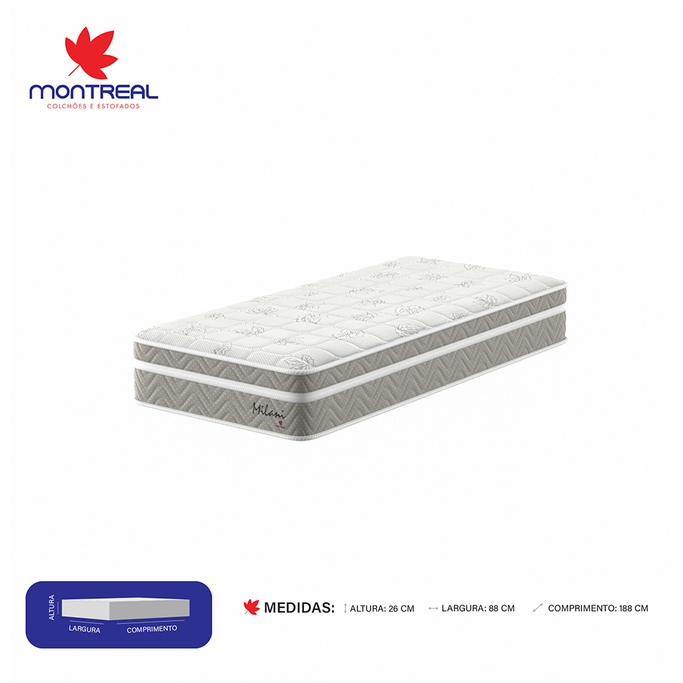 Colchão Solteiro Milani Mola Verticoil (26x88x188) Bege