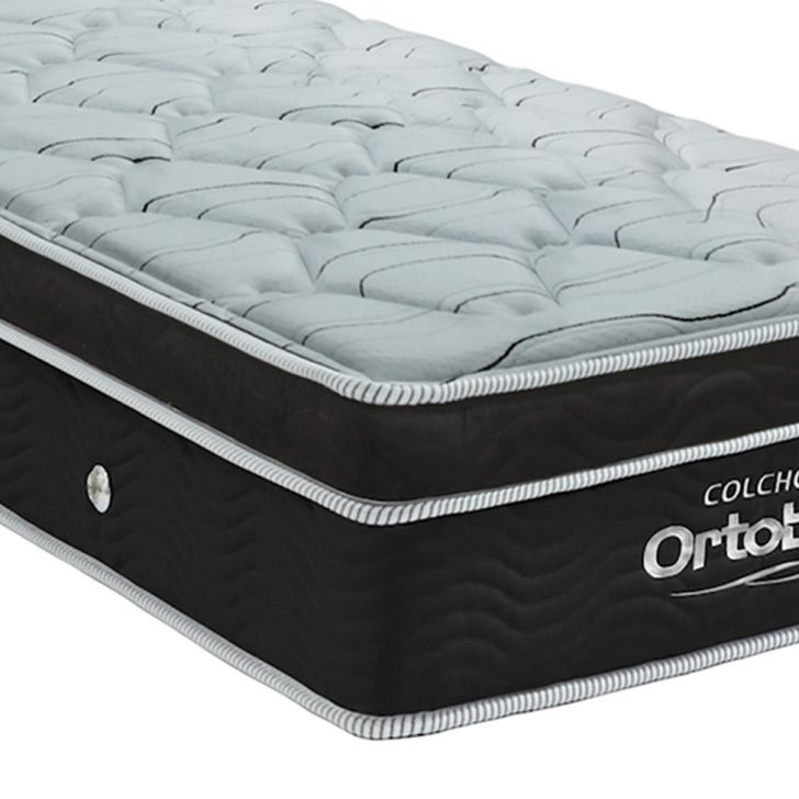Colchão Solteiro Molas Ensacadas Elegant Superpocket (28x88x188) Preto com Travesseiro Guldi Soft Nasa Branco