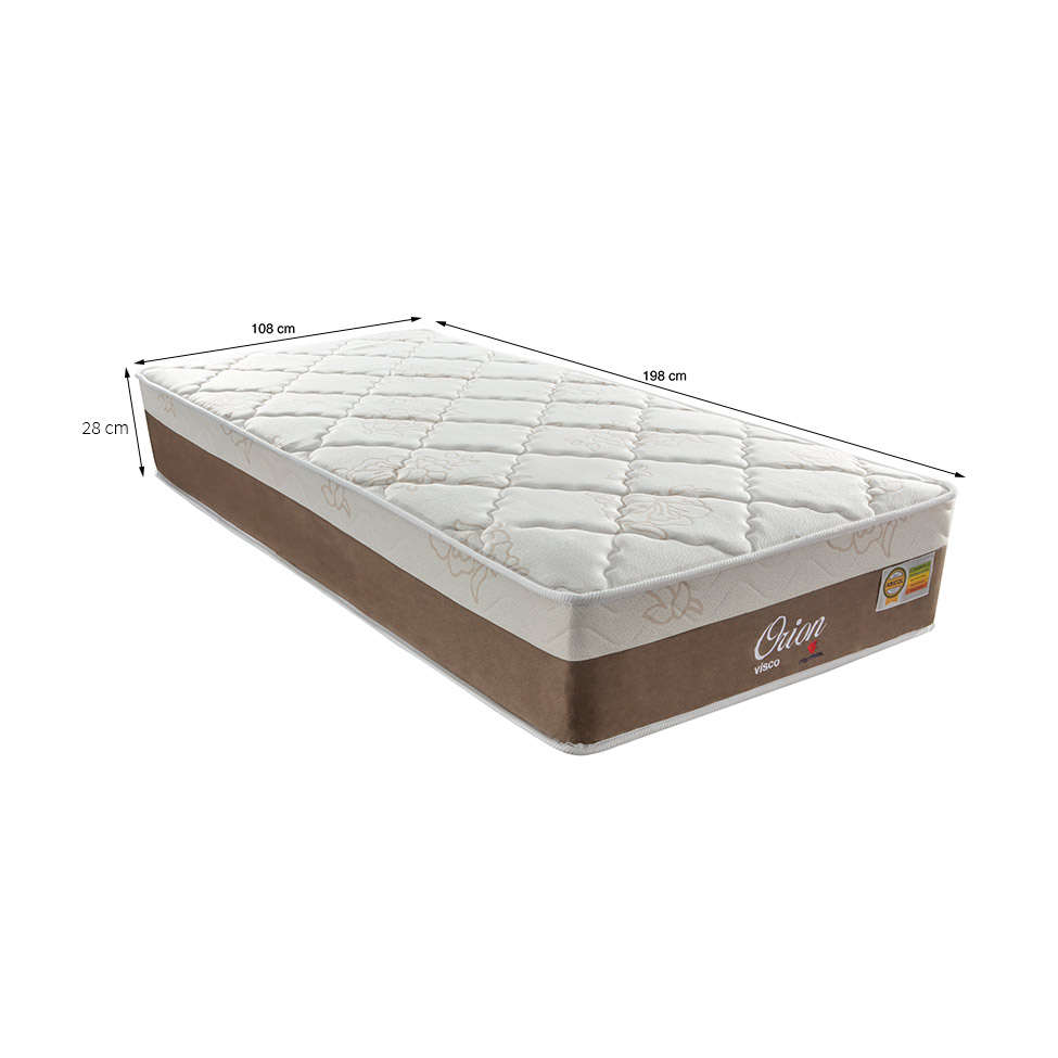 Colchão Solteiro Orion Molas Ensacadas (28x108x198) Branco e Bege