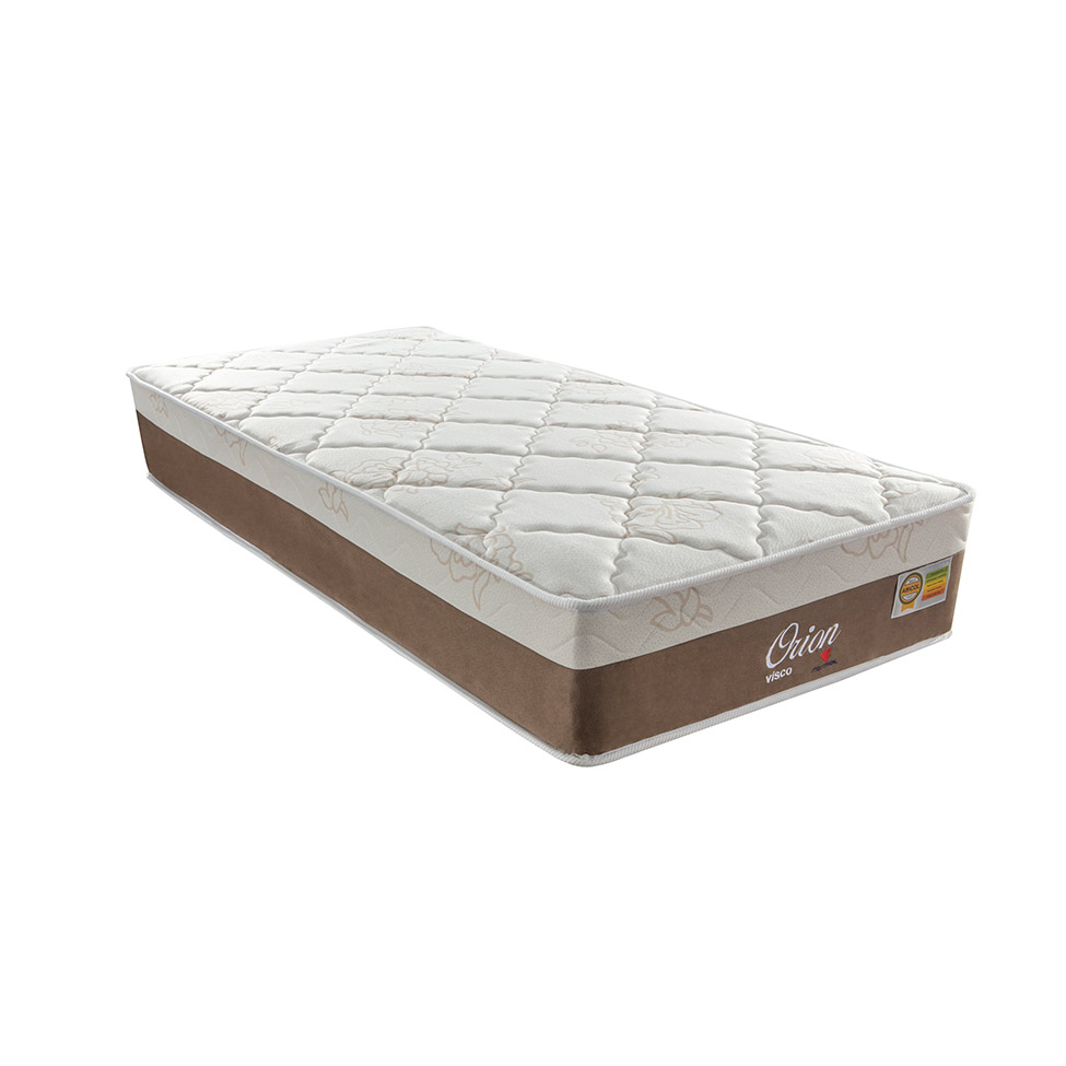 Colchão Solteiro Orion Molas Ensacadas (28x88x188) Branco e Bege