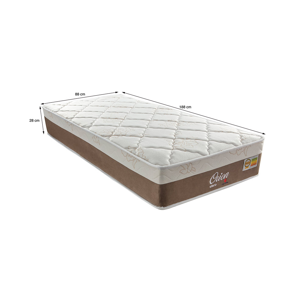Colchão Solteiro Orion Molas Ensacadas (28x88x188) Branco e Bege