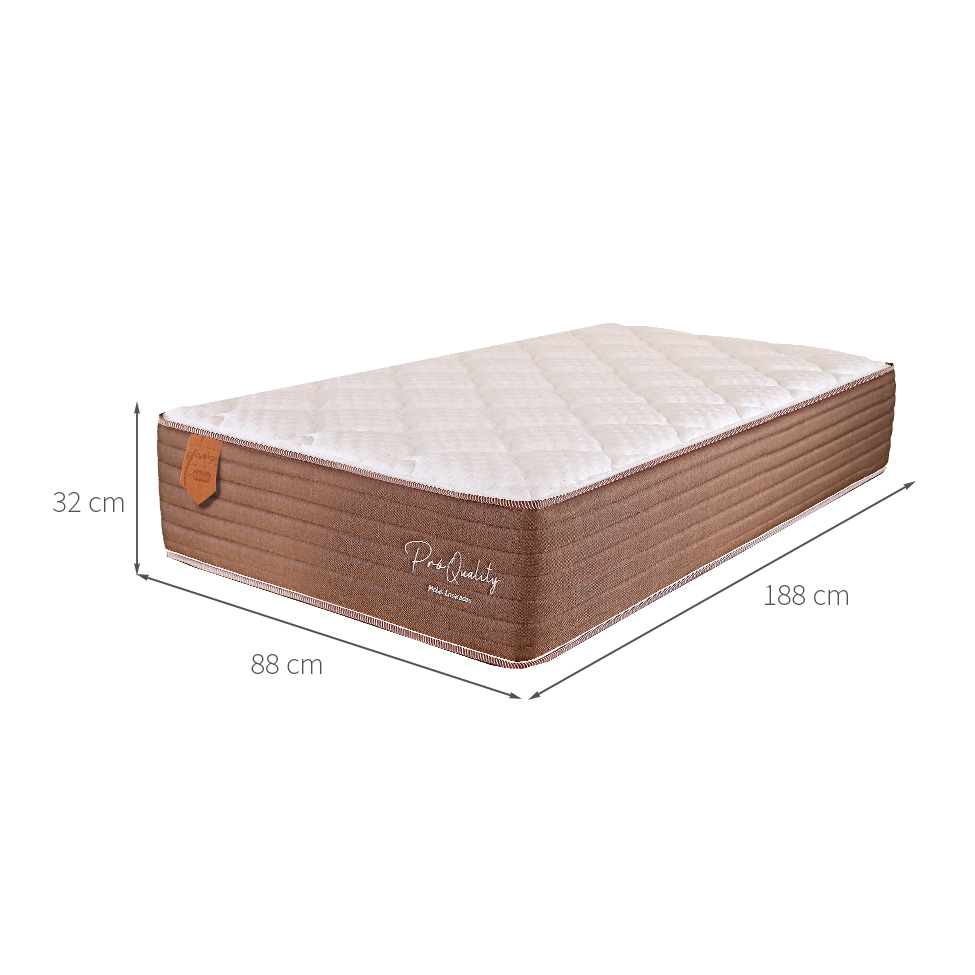 Colchão Solteiro Pro Quality C Mola Ensacada (32x88x188) Marrom e Bege