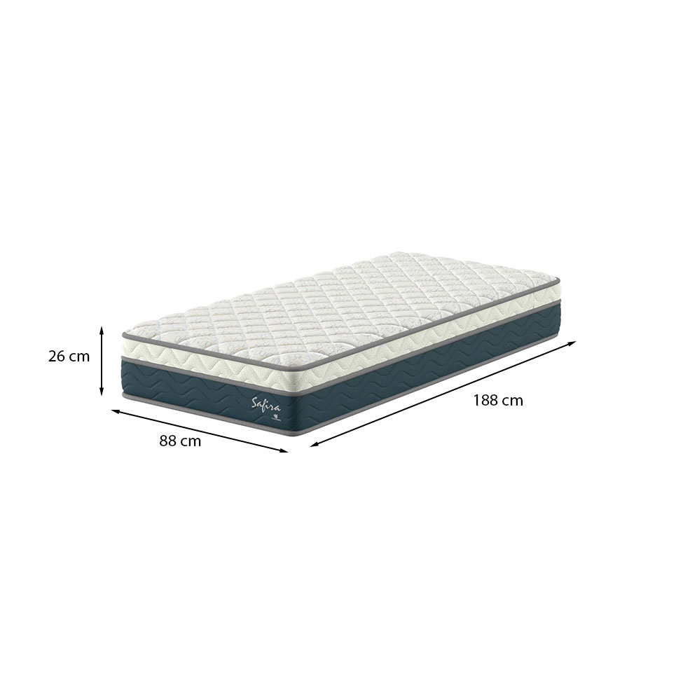 Colchão Solteiro Safira Molas Ensacadas (26x88x188) Azul e Branco