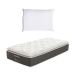 Colchão Solteiro Safira Plush Molas Ensacadas (30x78x188) Branco e Cinza com Travesseiro Guldi Soft Nasa Branco