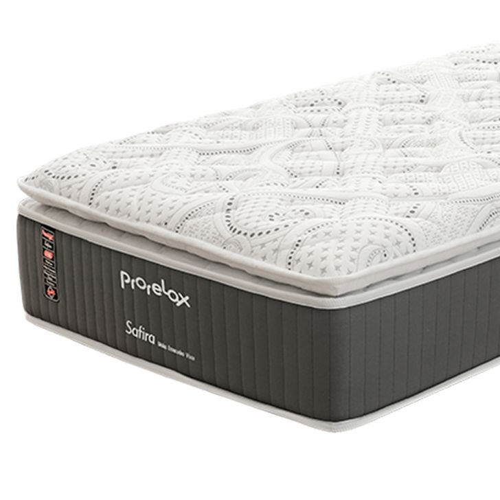 Colchão Solteiro Safira Plush Molas Ensacadas (30x88x188) Branco e Cinza com Travesseiro Guldi Soft Nasa Branco