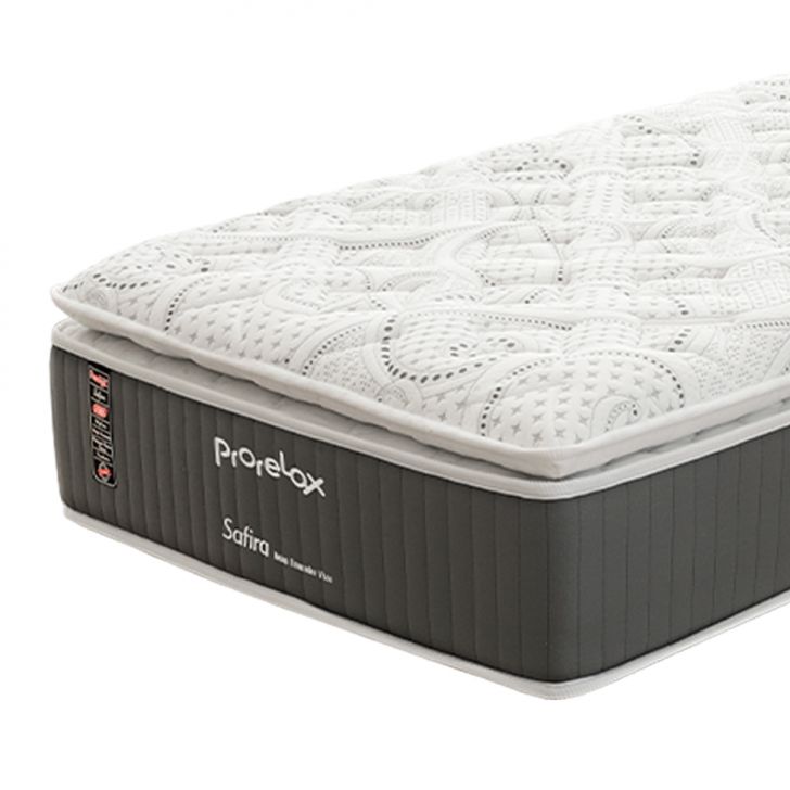 Colchão Solteiro Safira Plush Molas Ensacadas (34x78x188) Branco e Cinza com Travesseiro Guldi Soft Nasa Branco
