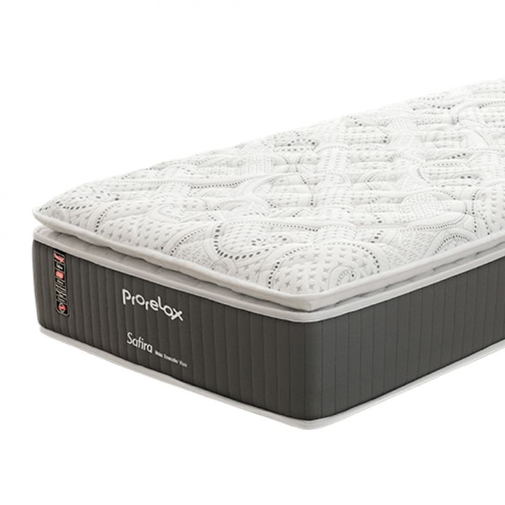 Colchão Solteiro Safira Plush Molas Ensacadas (34x88x188) Branco e Cinza com Travesseiro Guldi Soft Nasa Branco