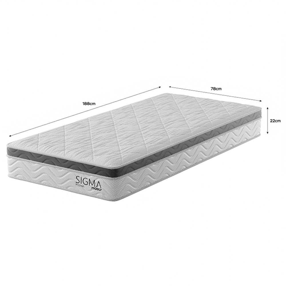 Colchão Solteiro Sigma Molas Ensacadas (22x78x188) Branco e Cinza