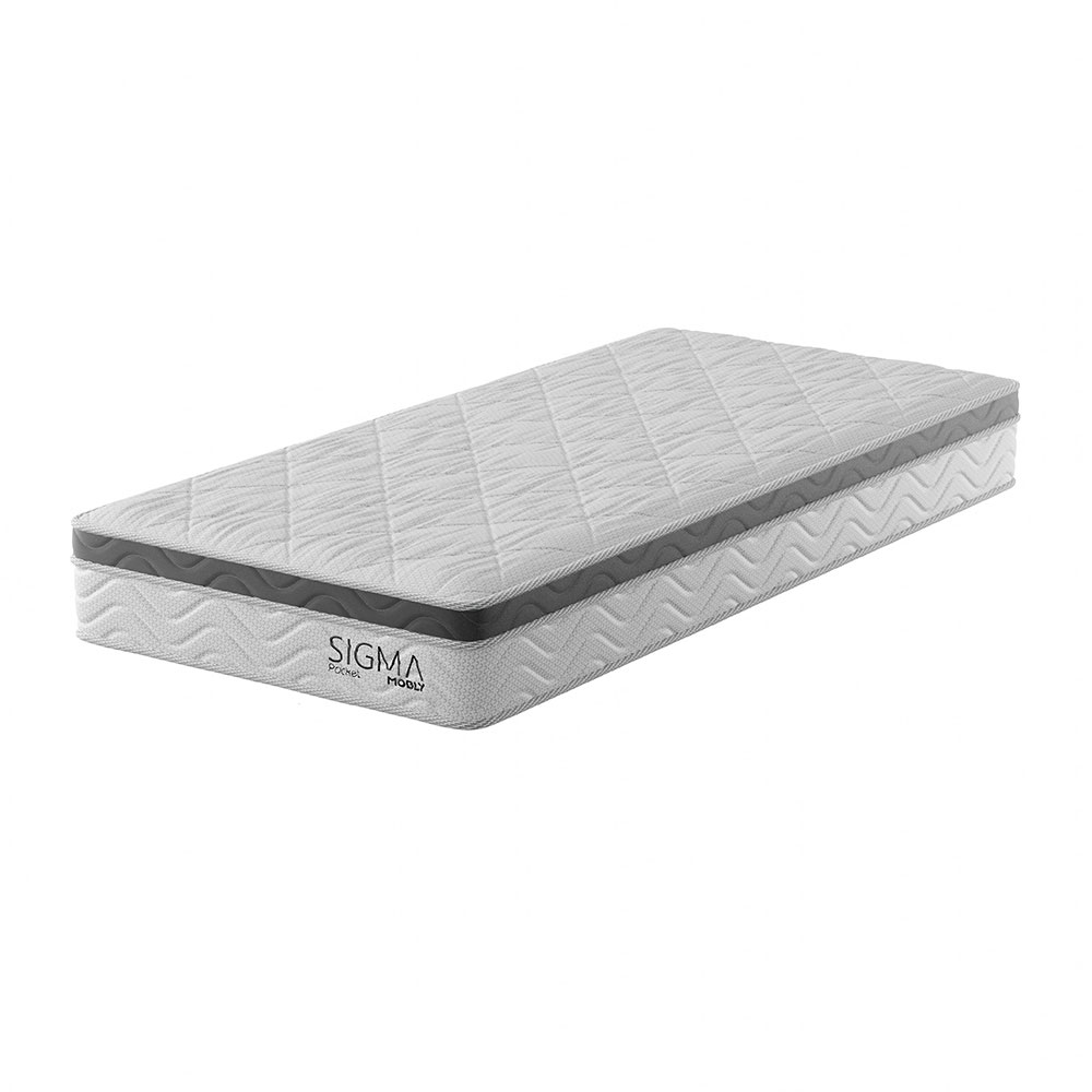 Colchão Solteiro Sigma Molas Ensacadas (22x78x188) Branco e Cinza