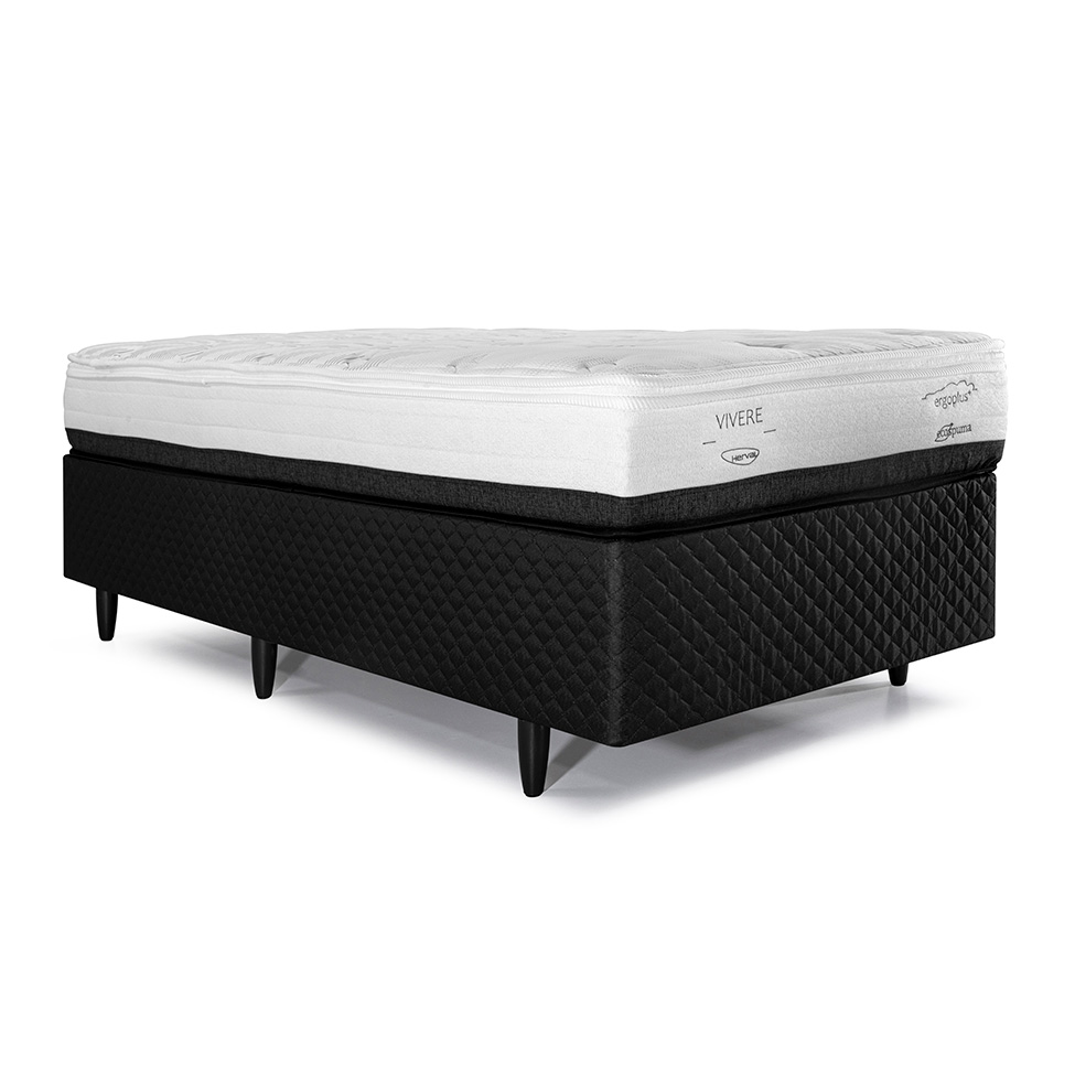 Colchão Solteiro Vivere Espuma (25x88x188) Branco e Preto