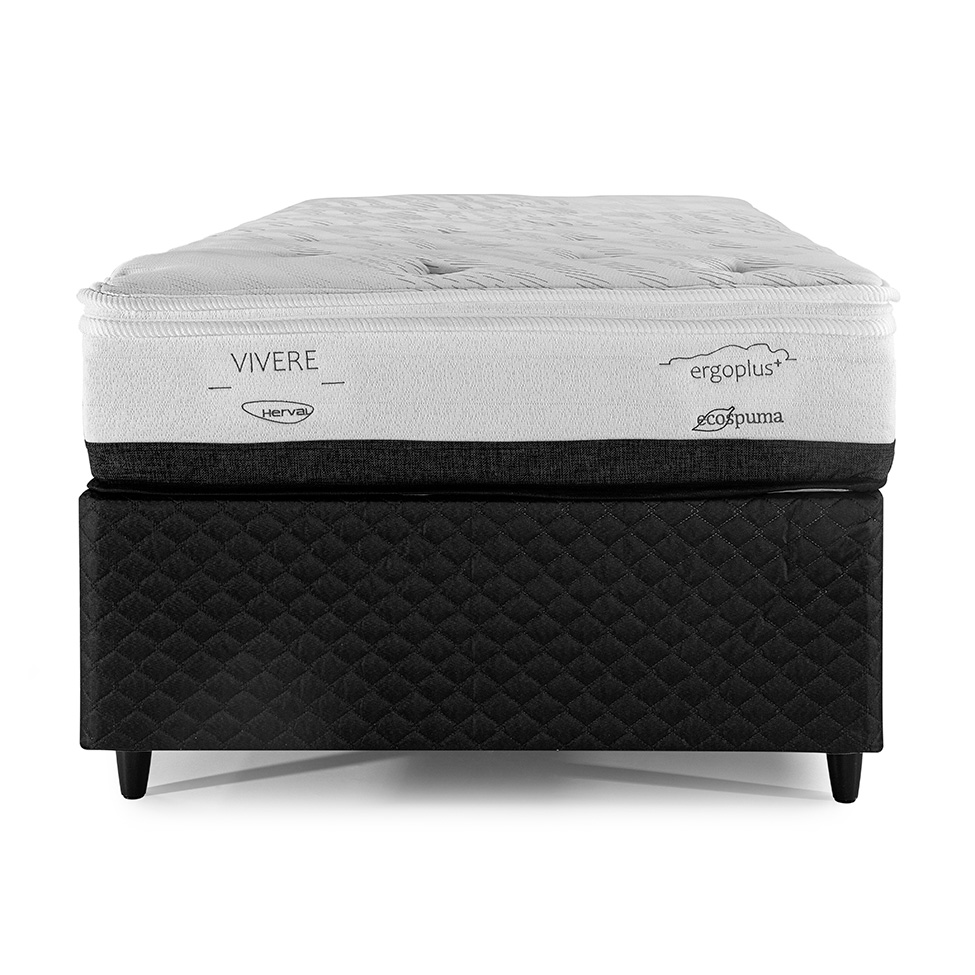 Colchão Solteiro Vivere Espuma (25x88x188) Branco e Preto