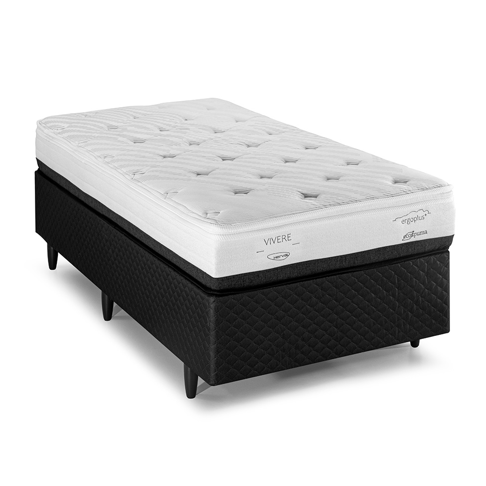 Colchão Solteiro Vivere Espuma (25x88x188) Branco e Preto