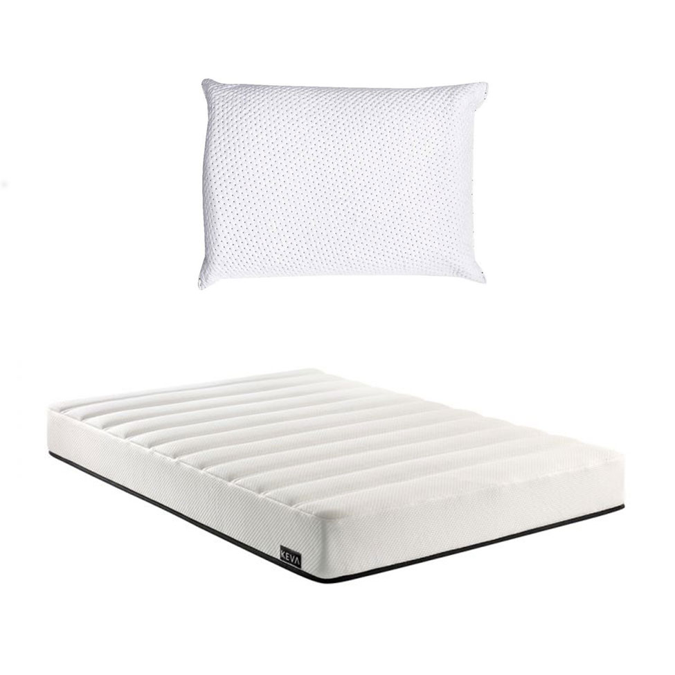Colchão Viúva Keva Molas Ensacadas Wide (24x128x188) Branco com Travesseiro Guldi Soft Nasa Branco