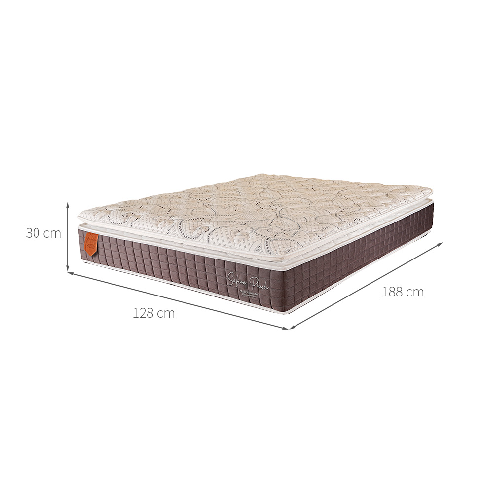Colchão Viúva Safira Plush Mola Ensacada (30x128x188) Branco e Cinza