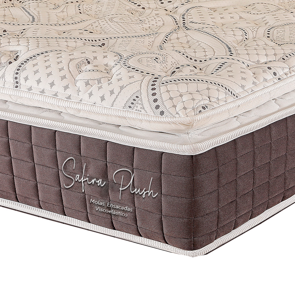 Colchão Viúva Safira Plush Mola Ensacada (30x128x188) Branco e Cinza