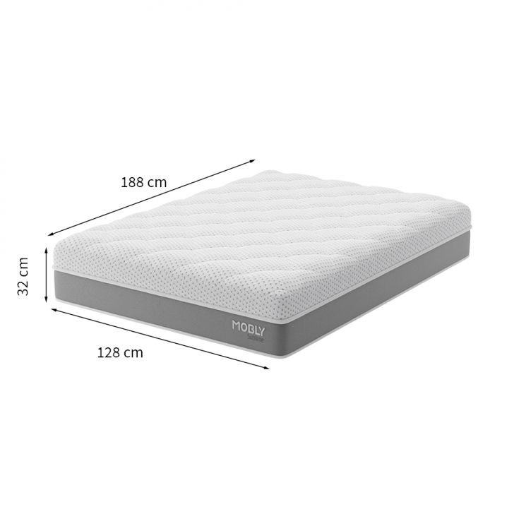 Colchão Viúva Sublime Mola Ensacada e Espuma Viscoelástica (32x128x188) Cinza e Branco com 2 Travesseiros Guldi Soft Nasa Branco