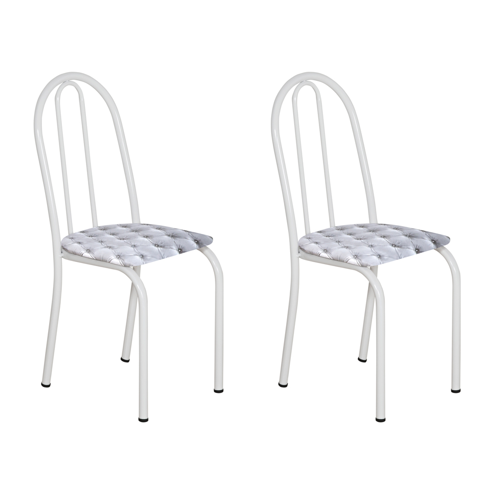 Conjunto 2 Cadeiras Éos Branco e Estampa Capitonê