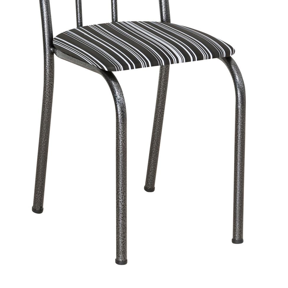Conjunto 2 Cadeiras Éos Cromo Preto e Preto Listrado