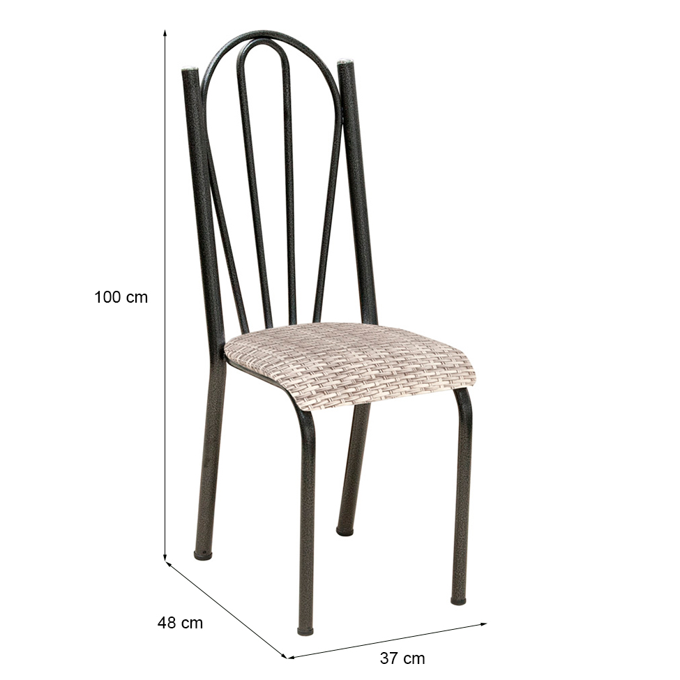 Conjunto 2 Cadeiras Mnemósine Cromo Preto e Estampa Rattan