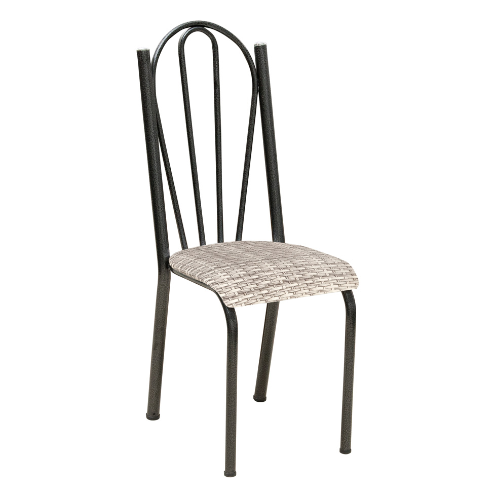 Conjunto 2 Cadeiras Mnemósine Cromo Preto e Estampa Rattan