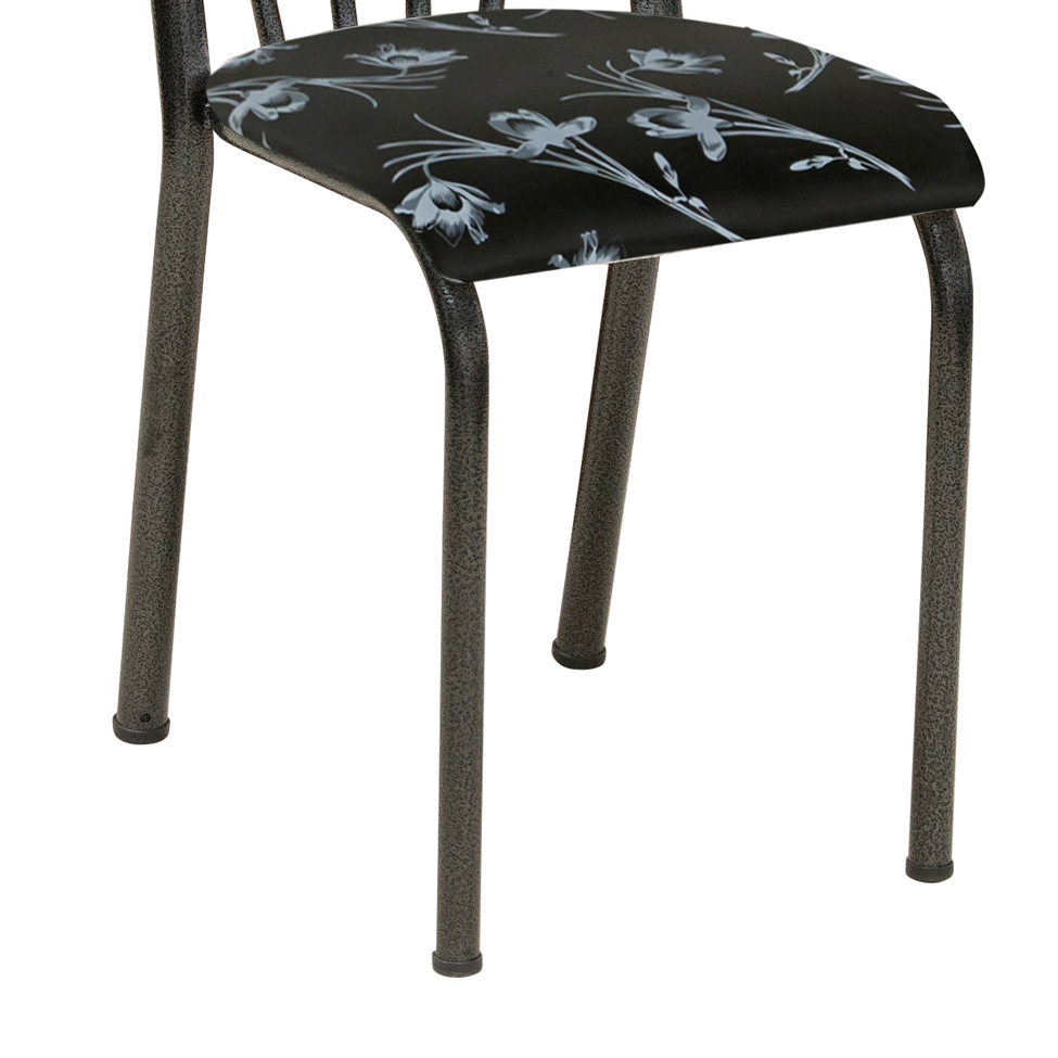 Conjunto 2 Cadeiras Mnemósine Cromo Preto e Preto Flor