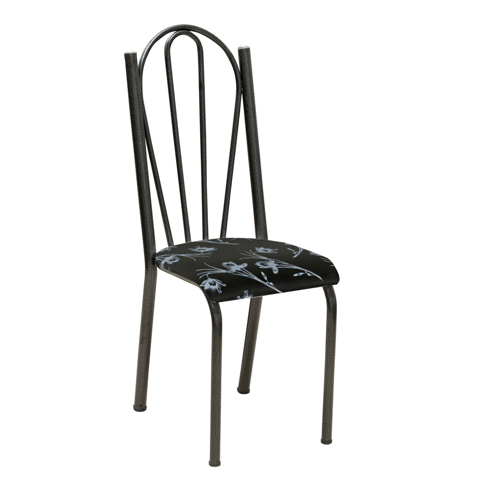 Conjunto 2 Cadeiras Mnemósine Cromo Preto e Preto Flor